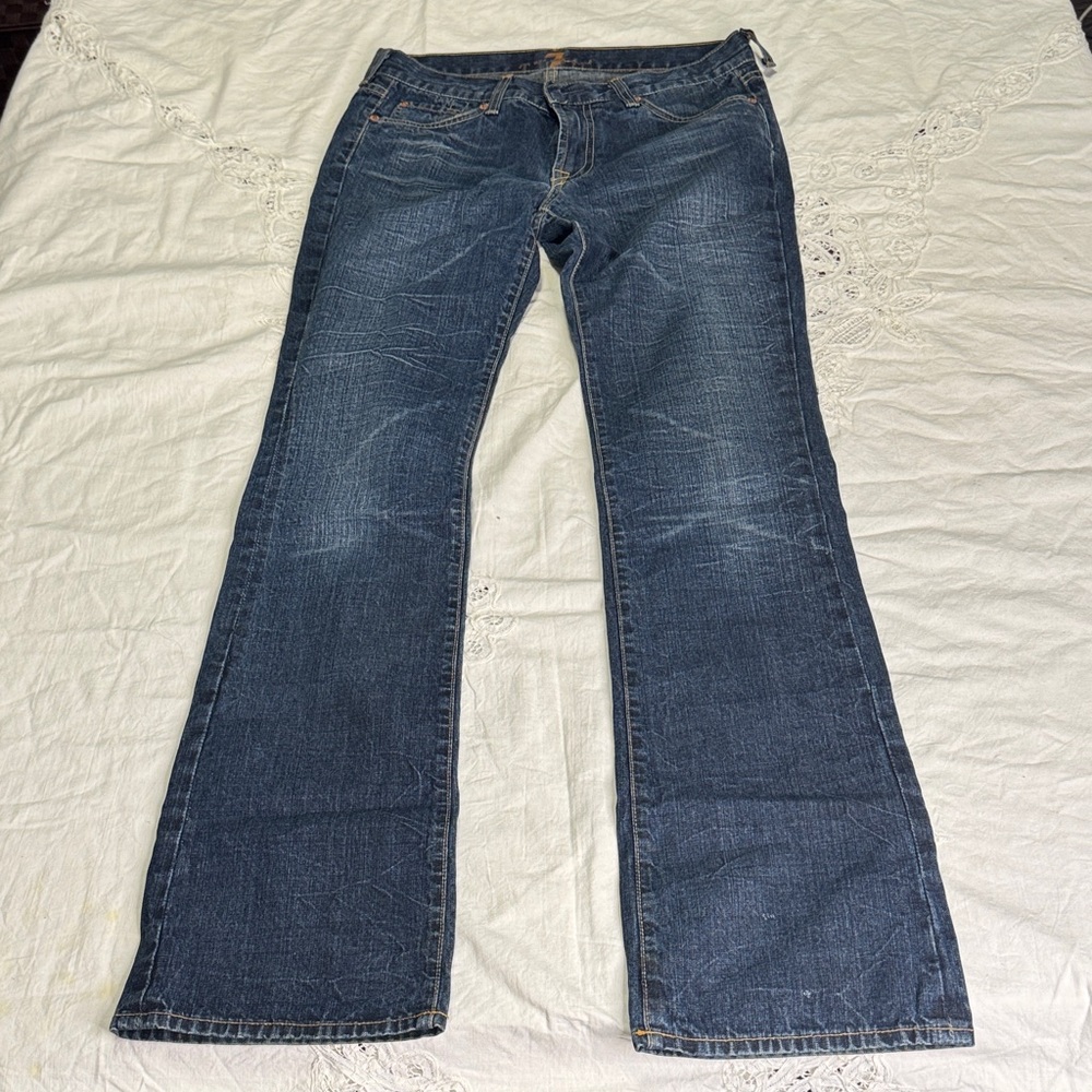 👖 7 For All Mankind Dark Blue Boot Cut Jeans VINTAGE
